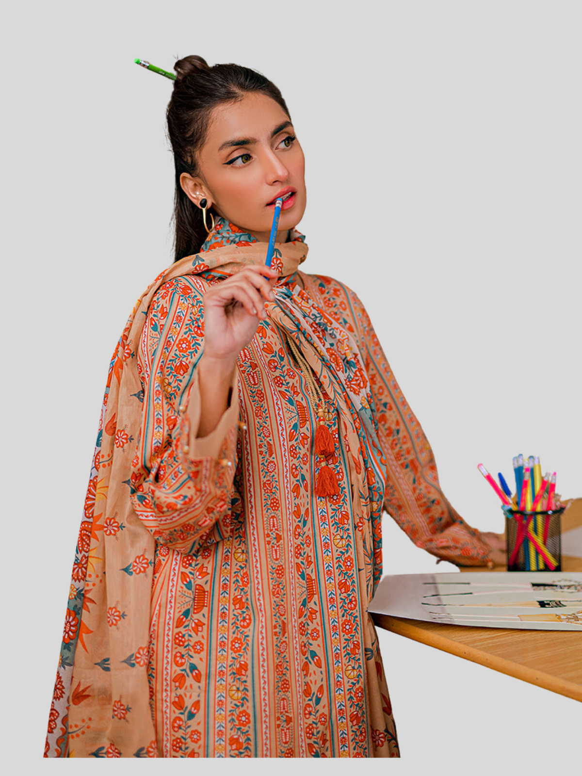 Nishat 3-PC Printed Unstitched Lawn Suit - Image 2