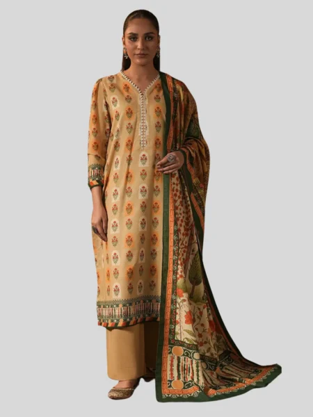 Zellbury 3-Pc Winter Unstitched Khaddar Suit