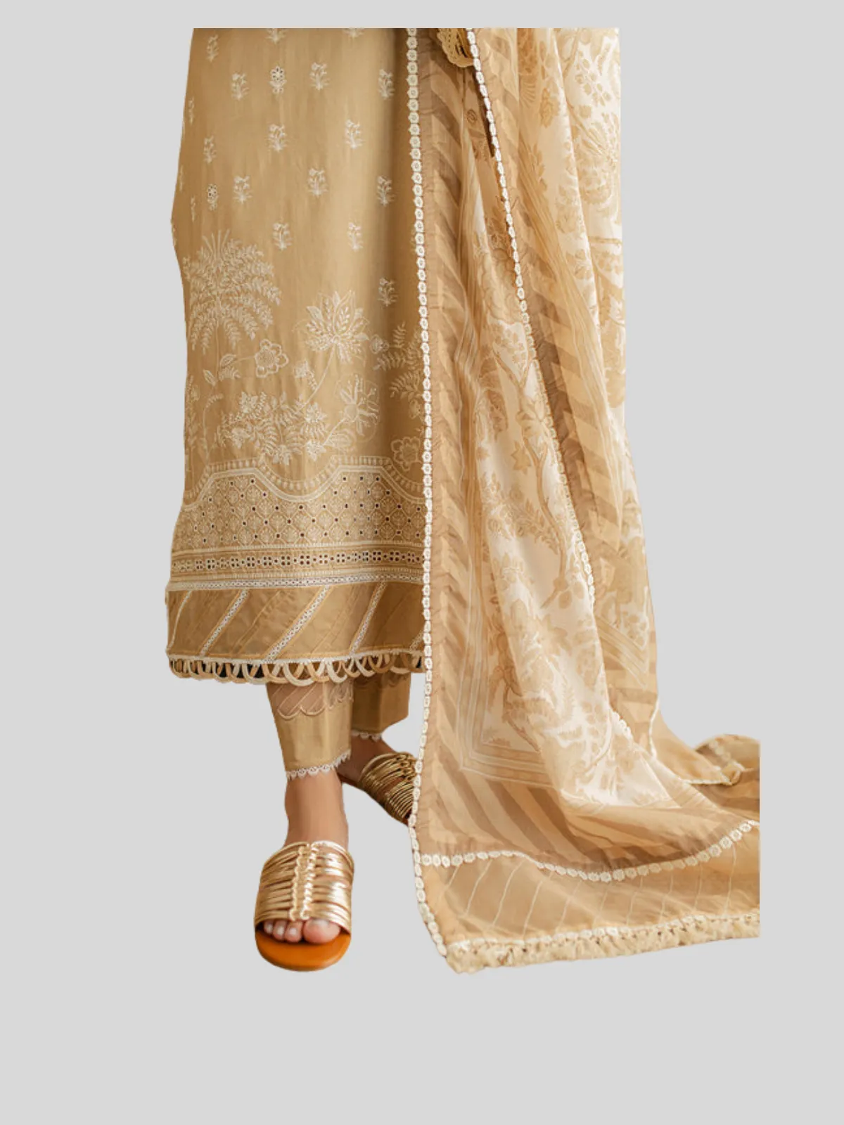Zellbury 3-PC Cotton Unstitched Chikankari Suit - Image 2