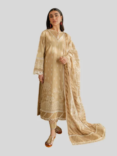 Zellbury 3-PC Cotton Unstitched Chikankari Suit