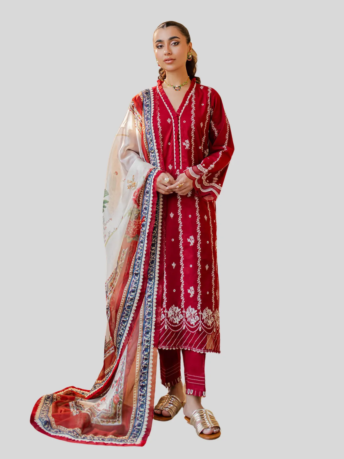 Zellbury 3-PC Cotton Unstitched Chikankari Suit