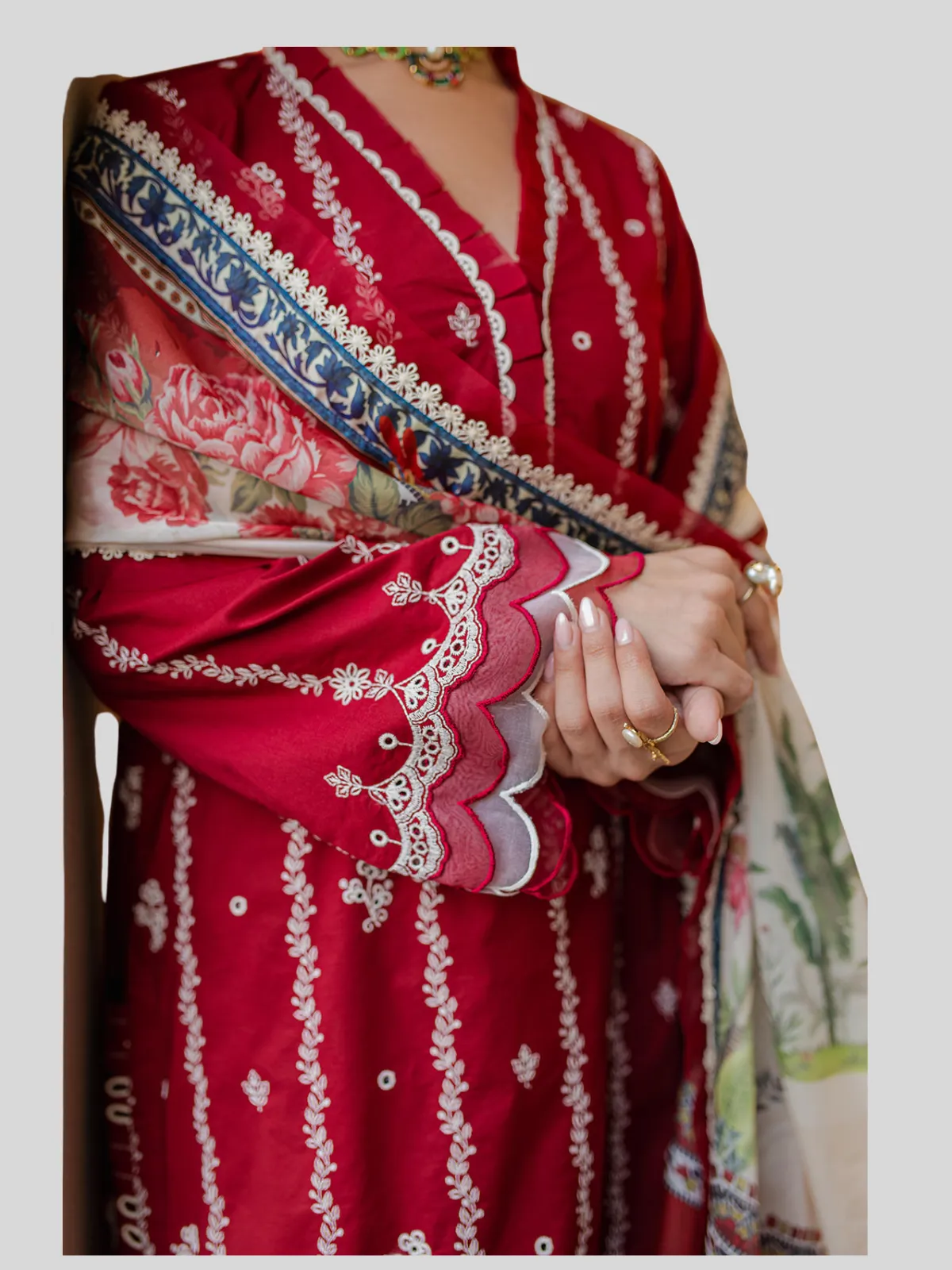 Zellbury 3-PC Cotton Unstitched Chikankari Suit - Image 2