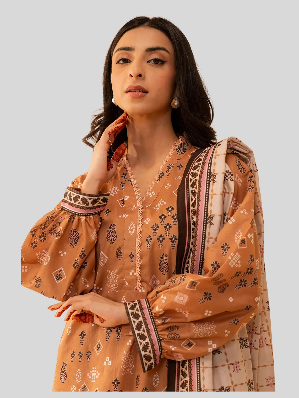 Zellbury 3-PC Digital Printed Unstitched Lawn Suit - Image 2
