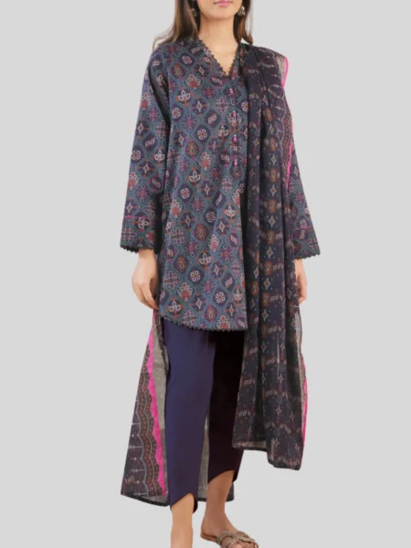 SAYA 3-PC Printed Unstitched Lawn Suit