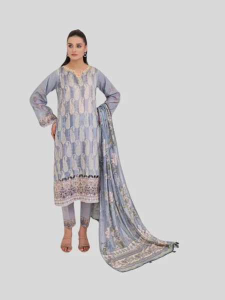 O ‘ Pole 3 -Pc Unstitched Lawn Suit