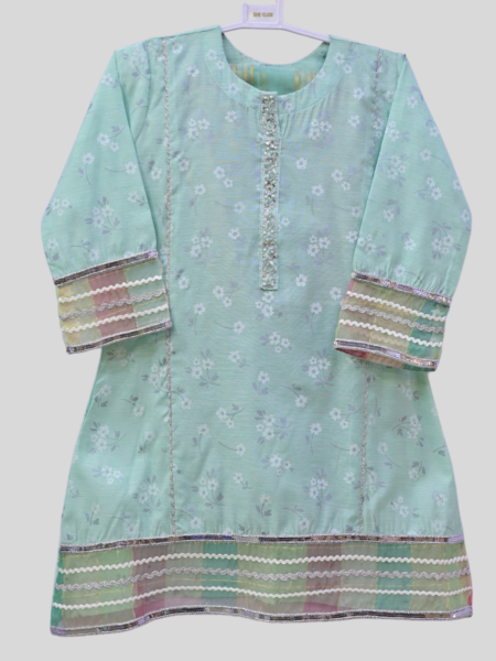 Girl's Embraided 3-Pc Stitched Frok