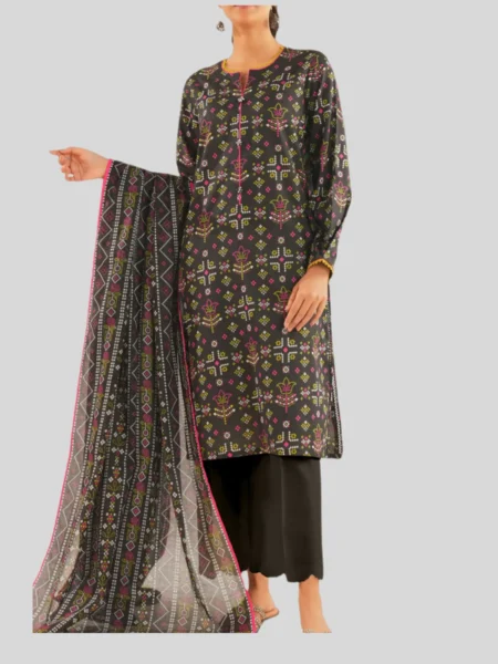 SAYA 3-PC Printed Unstitched Lawn Suit