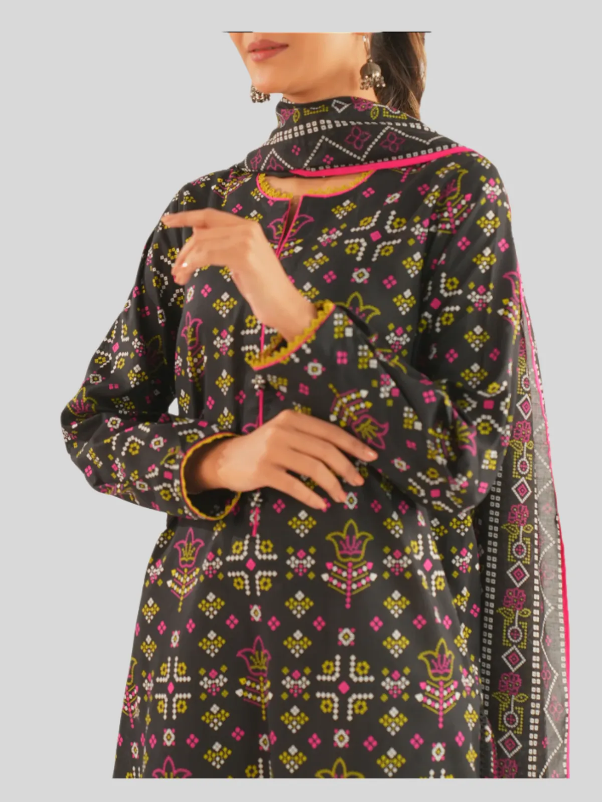 SAYA 3-PC Printed Unstitched Lawn Suit - Image 2