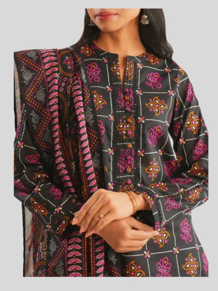SAYA 3-PC Printed Unstitched Lawn Suit