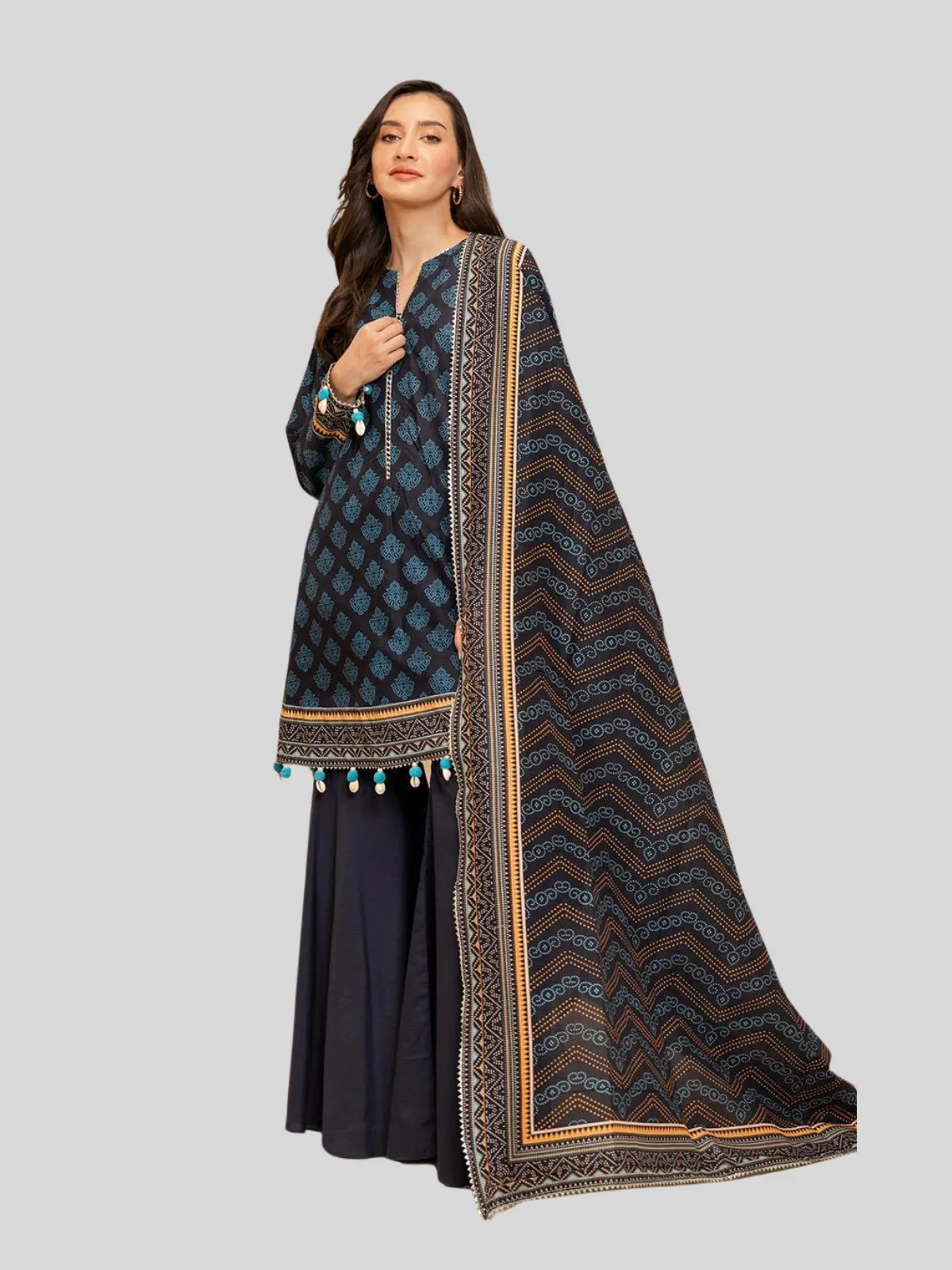 Zellbury 3-PC Digital Printed Unstitched Lawn Suit