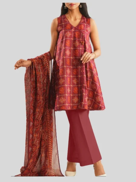 SAYA 3-PC Printed Unstitched Lawn Suit