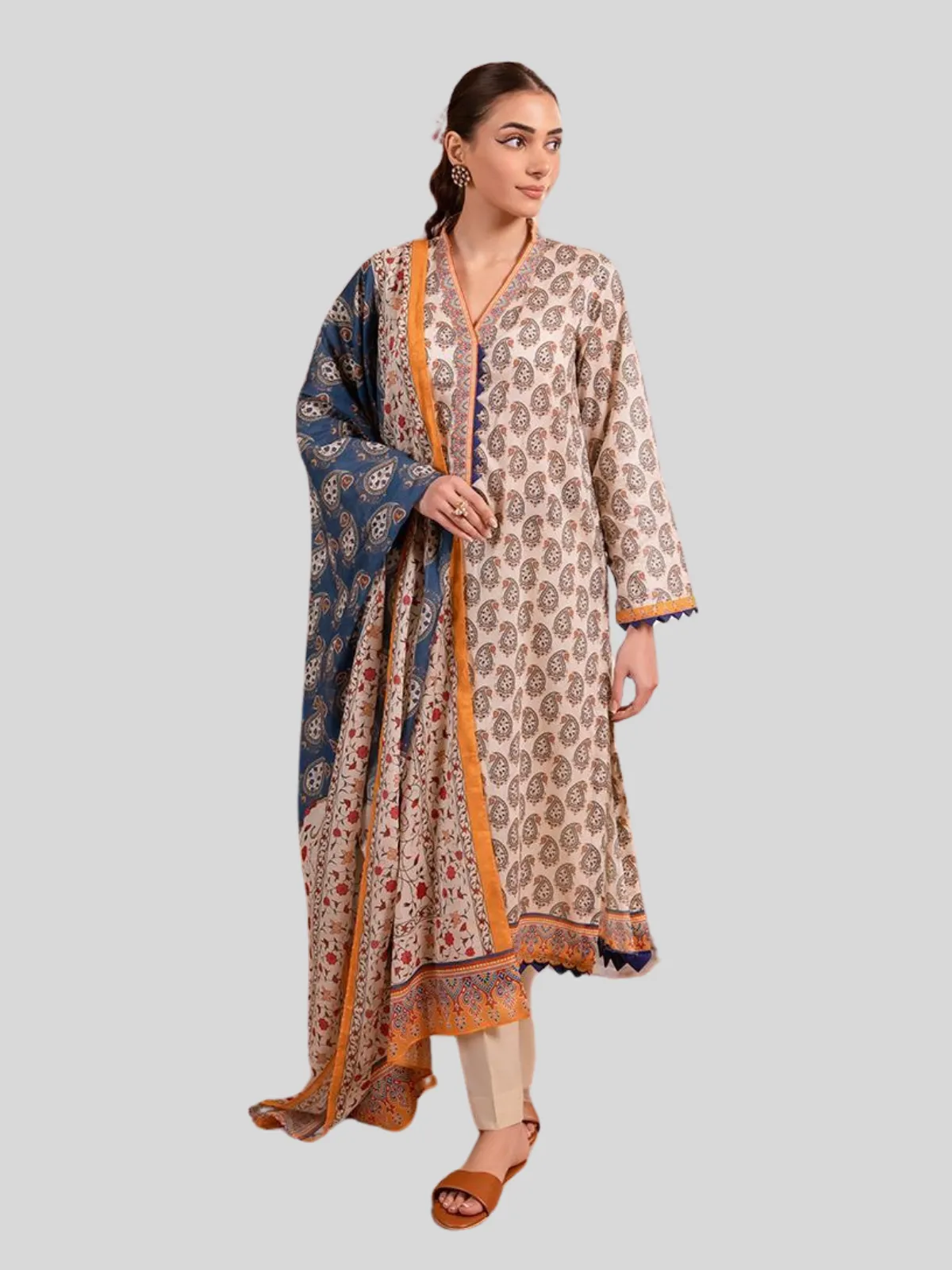 Zellbury 3-PC Digital Printed Unstitched Lawn Suit