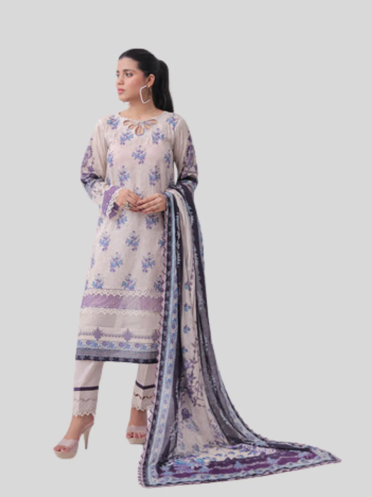 O ‘ Pole 3 -Pc Unstitched Lawn Suit