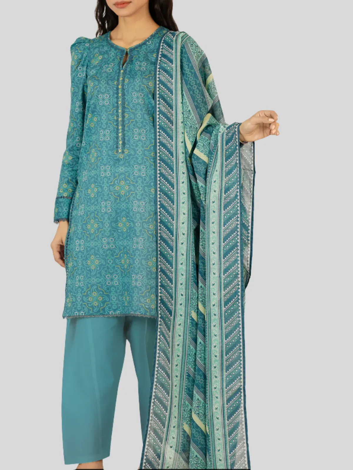 SAYA 3-PC Printed Unstitched Lawn Suit
