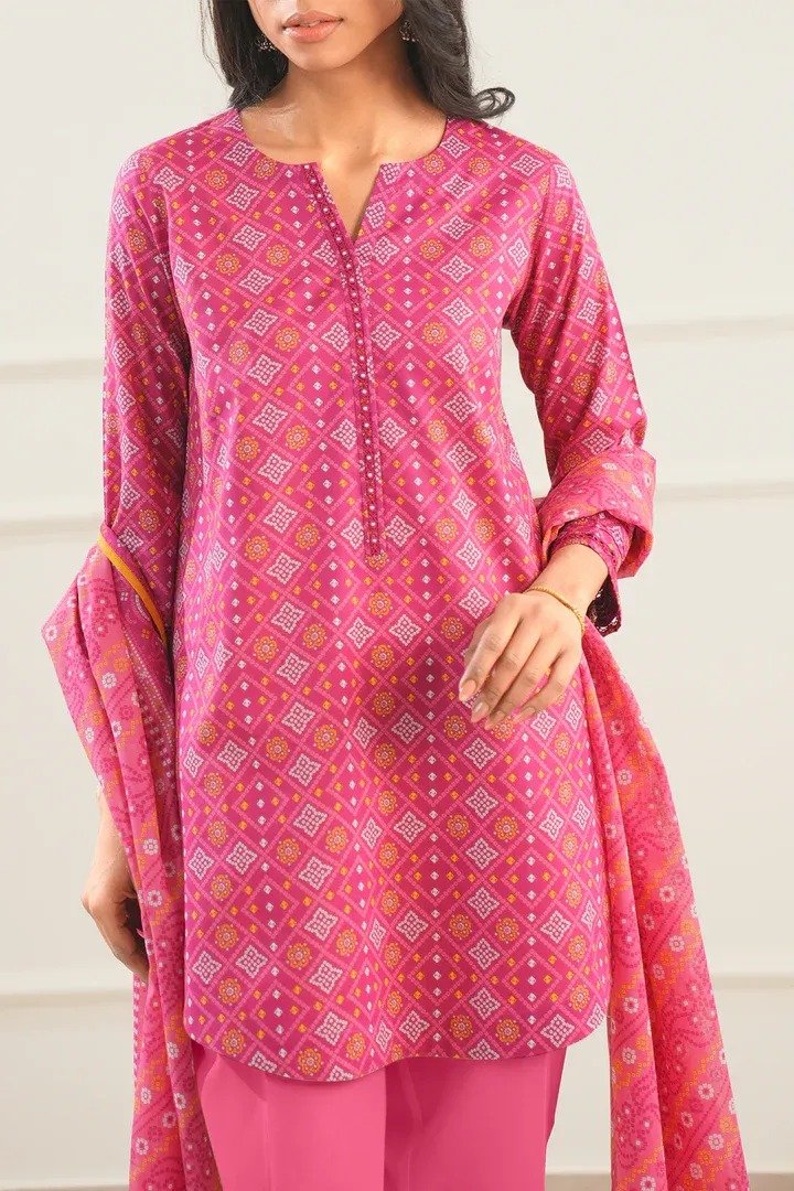 SAYA 3-PC Printed Unstitched Lawn Suit