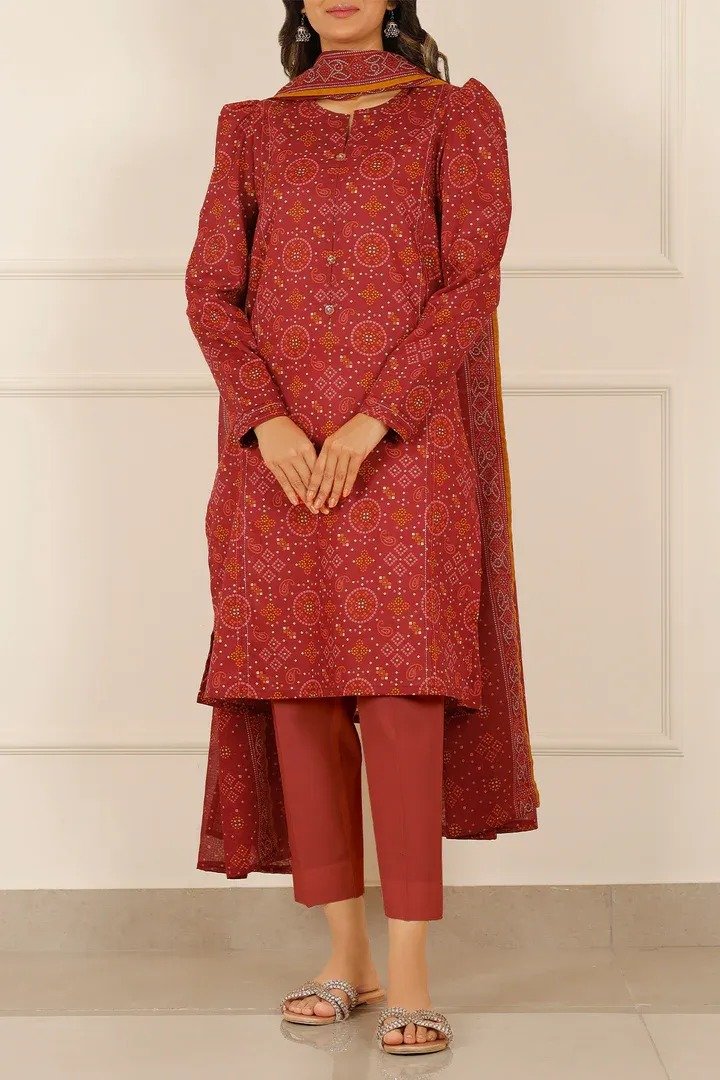 SAYA 3-PC Printed Unstitched Lawn Suit