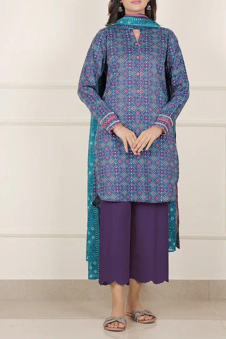 SAYA 3-PC Printed Unstitched Lawn Suit