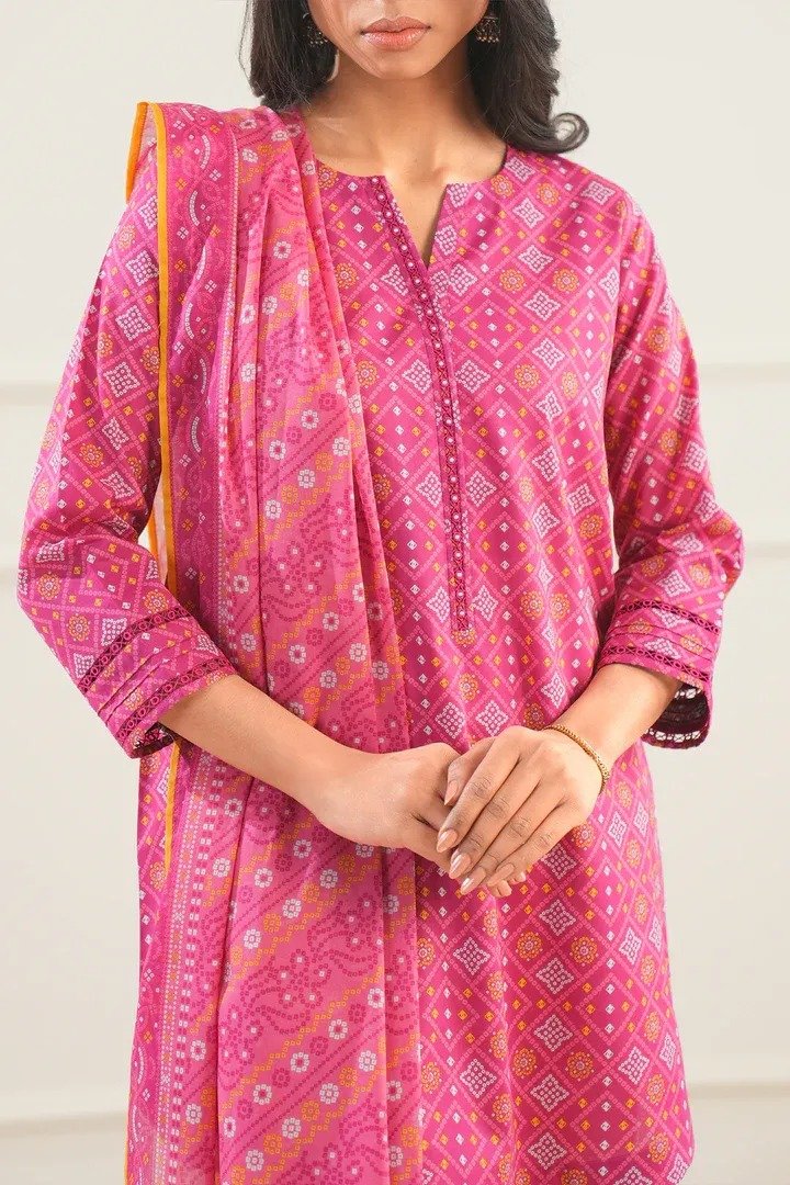 SAYA 3-PC Printed Unstitched Lawn Suit - Image 3