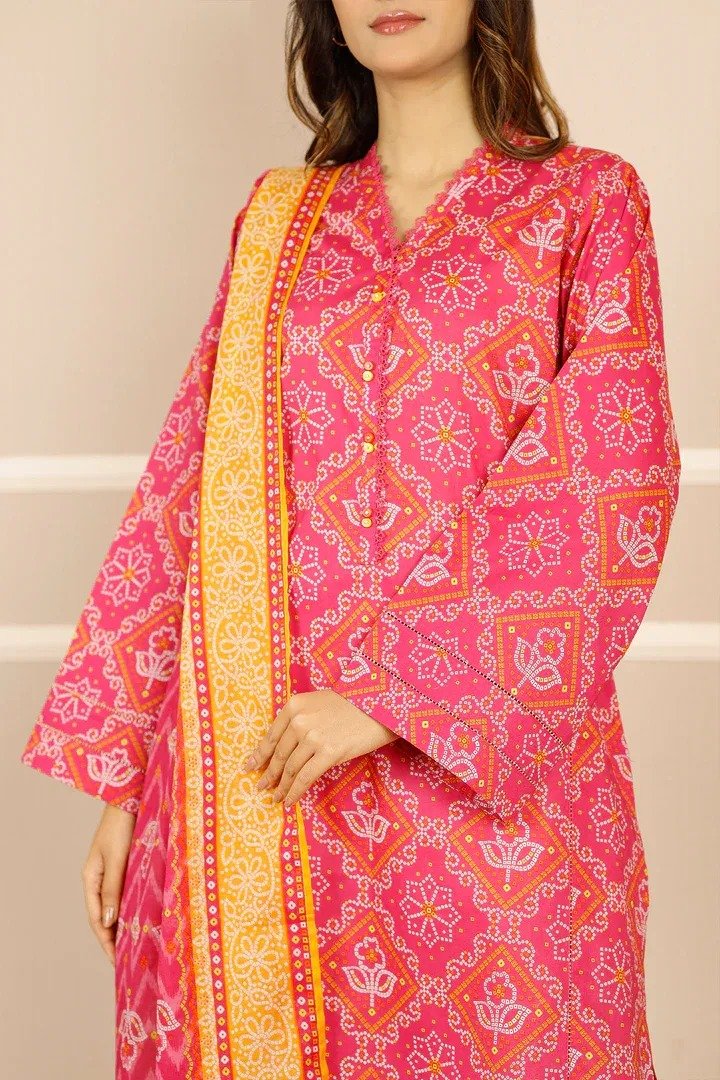 SAYA 3-PC Printed Unstitched Lawn Suit