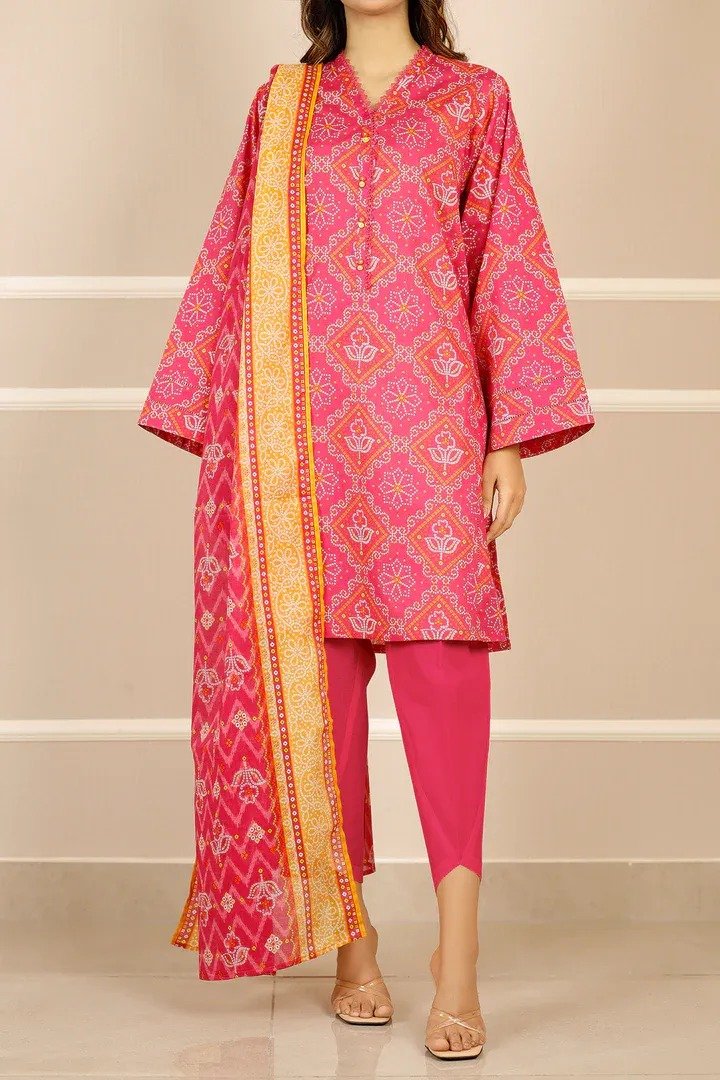 SAYA 3-PC Printed Unstitched Lawn Suit - Image 2