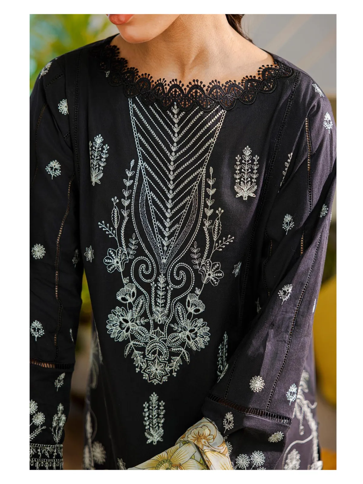 Zellbury 3-PC Cotton Unstitched Chikankari Suit - Image 2