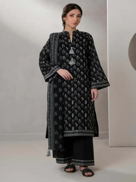Zellbury 3-PC Digital Printed Unstitched Lawn Suit MonoChorme Collection