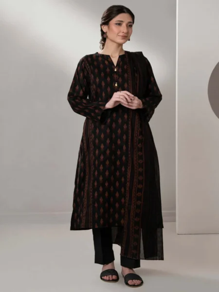 Zellbury 3-PC Digital Printed Unstitched Lawn Suit MonoChorme Collection