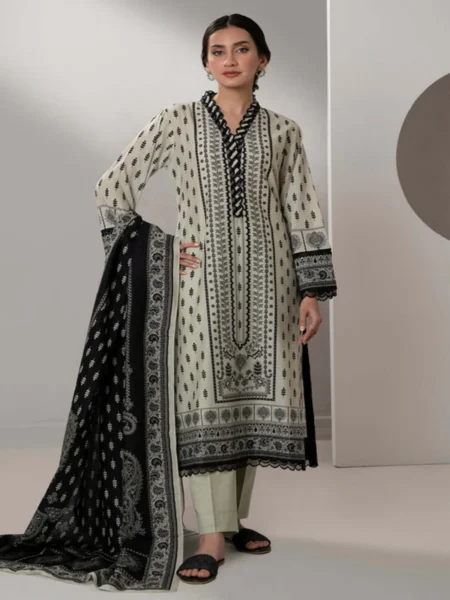 Zellbury 3-PC Digital Printed Unstitched Lawn Suit MonoChorme Collection