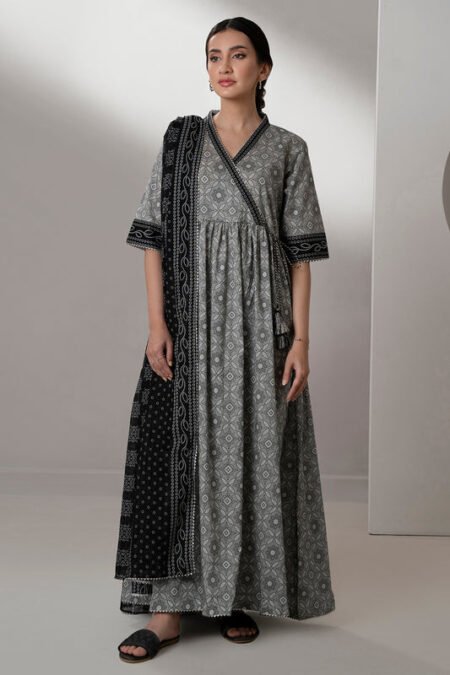 Zellbury 2-PC Digital Printed Unstitched Lawn Suit MonoChorme Collection