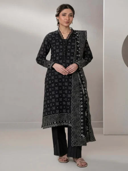 Zellbury 3-PC Digital Printed Unstitched Lawn Suit MonoChorme Collection