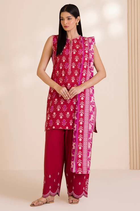 Zellbury 3-PC Digital Printed Vol 9 Unstitched Cotton Suit
