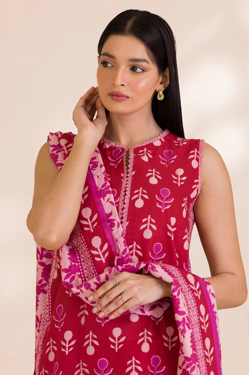 Zellbury 3-PC Digital Printed Vol 9 Unstitched Cotton Suit - Image 2