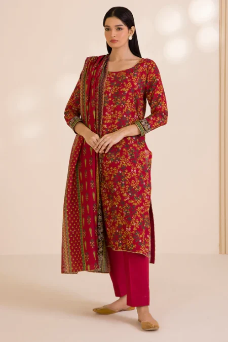 Zellbury 3-PC Digital Printed Vol 9 Unstitched Cotton Suit