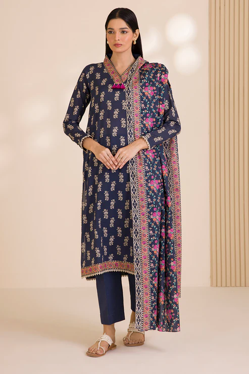 Zellbury 3-PC Digital Printed Vol 9 Unstitched Cotton Suit