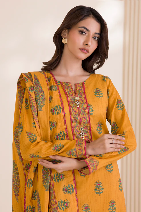 Zellbury 3-PC Digital Printed Vol 9 Unstitched Cotton Suit - Image 2