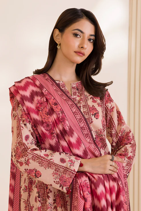 Zellbury 3-PC Digital Printed Vol 9 Unstitched Cotton Suit - Image 2