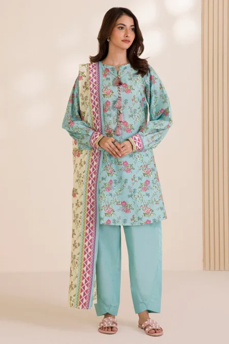 Zellbury 3-PC Digital Printed Vol 9 Unstitched Cotton Suit