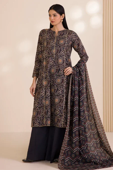 Zellbury 3-PC Digital Printed Vol 9 Unstitched Cotton Suit