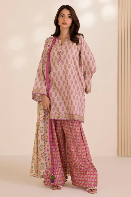Zellbury 3-PC Digital Printed Vol 9 Unstitched Cotton Suit