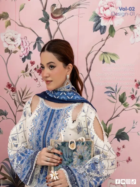 Marooj 3 Piece Winter Collection Linen Suit