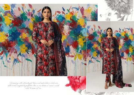 3 Piece Unstitched Digital Linen Suit