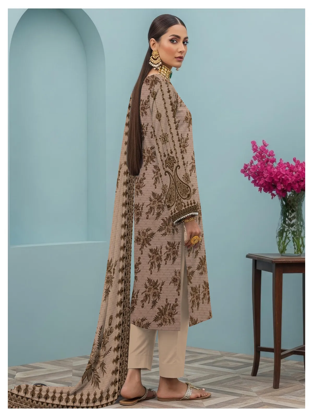 3 Piece Unstitched Digital Dhanak Suit - Image 5