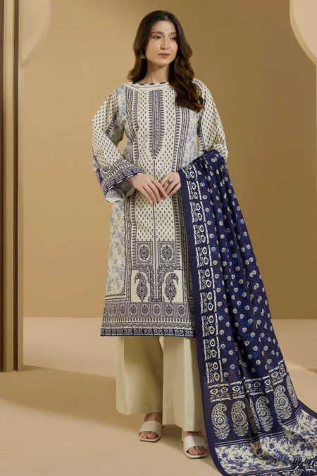 Zellbury Winter Unstitched Printed Linen 3-PC Suit