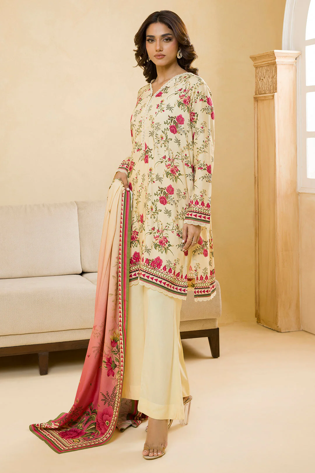 Zellbury Winter Unstitched Printed Linen 3-PC Suit - Image 2