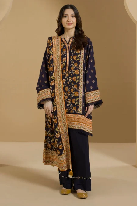 Zellbury Winter Unstitched Printed Linen 3-PC Suit